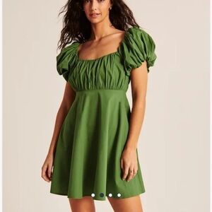 Abercrombie and Fitch Green Puff Sleeve Mini Dress sz S